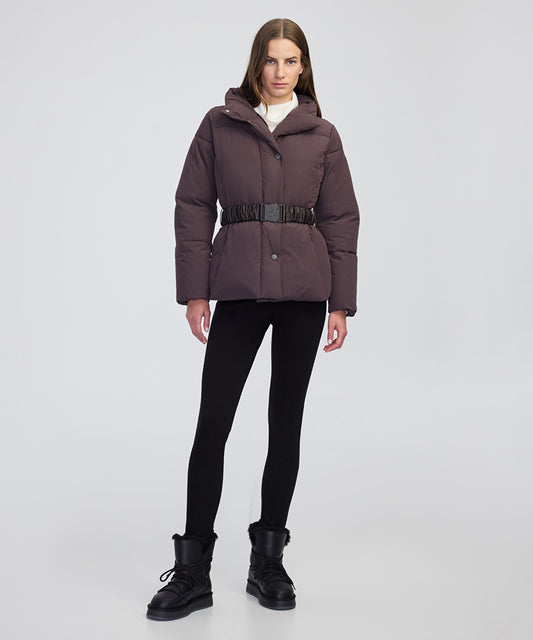 Belted High-Collar Puffer Coat