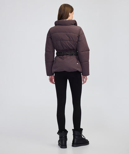 Belted High-Collar Puffer Coat