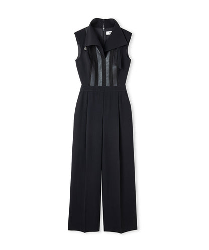 Faux Leather & Suede Panel Jumpsuit