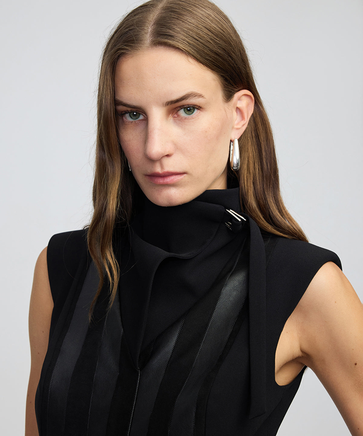 Faux Leather & Suede Panel Jumpsuit