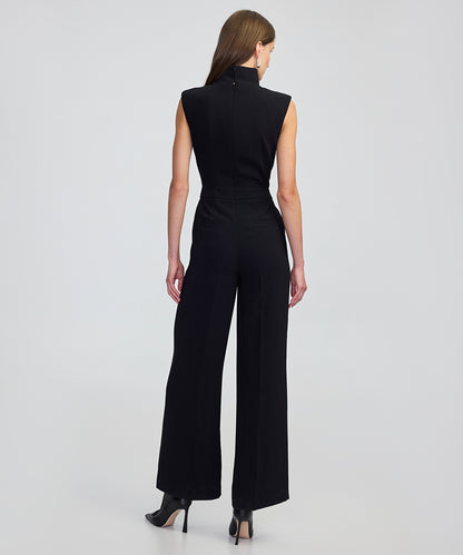Faux Leather & Suede Panel Jumpsuit