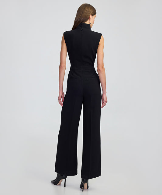 Faux Leather & Suede Panel Jumpsuit