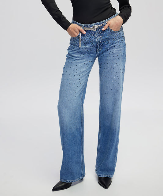 Rhinestone Embellished Jeans