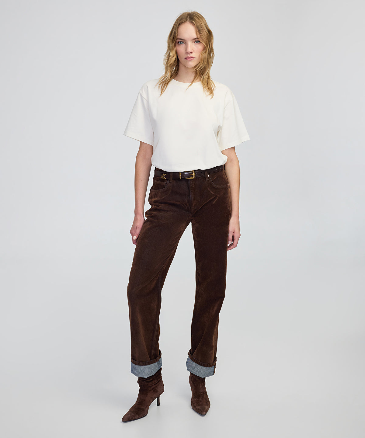Zoomed Flocked Wide-Leg Jeans