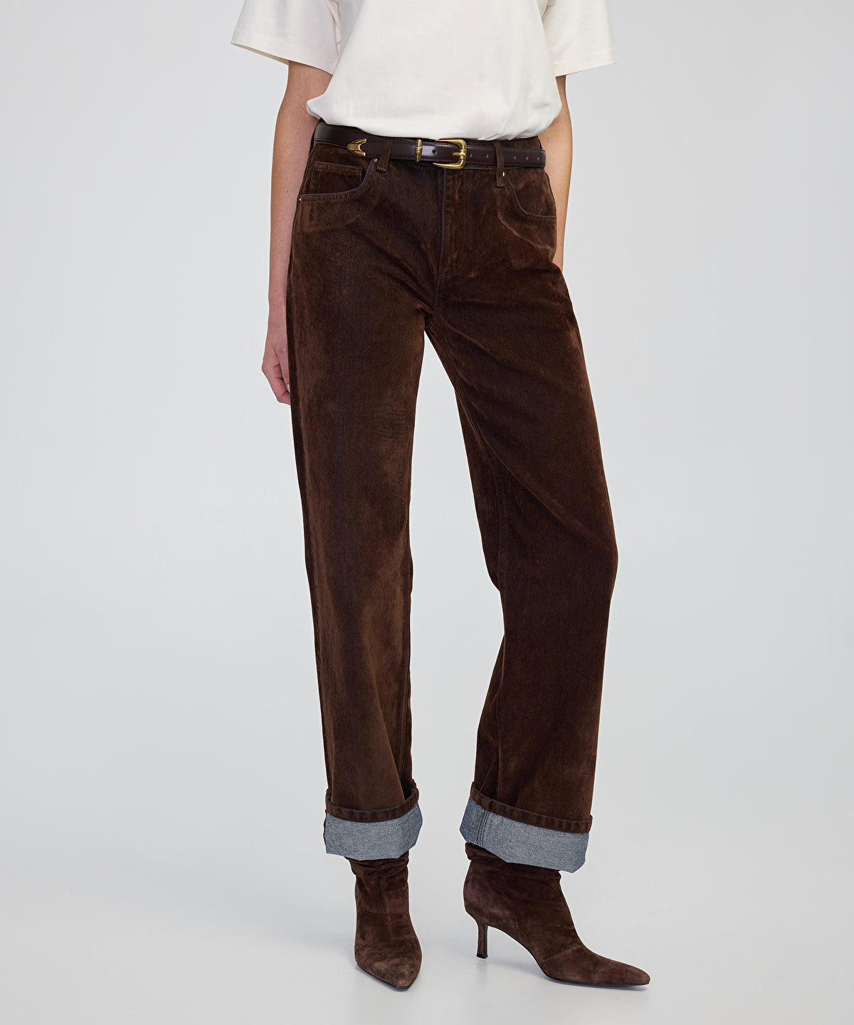 Zoomed Flocked Wide-Leg Jeans