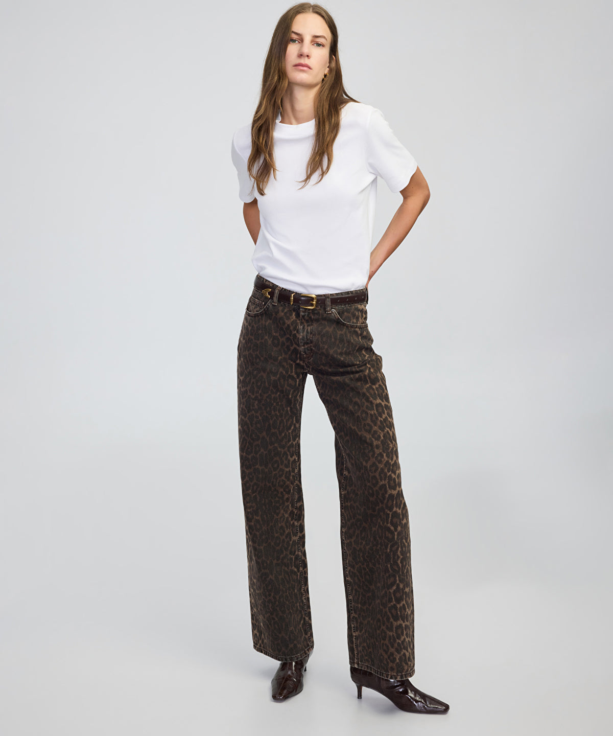 Zoomed Animal Print Palazzo Jeans