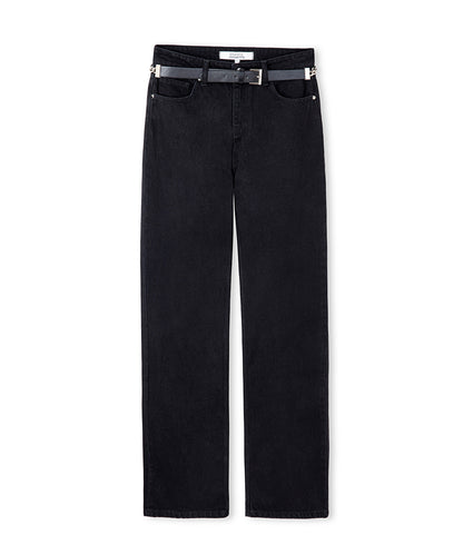 Belted Wide-Leg Jeans