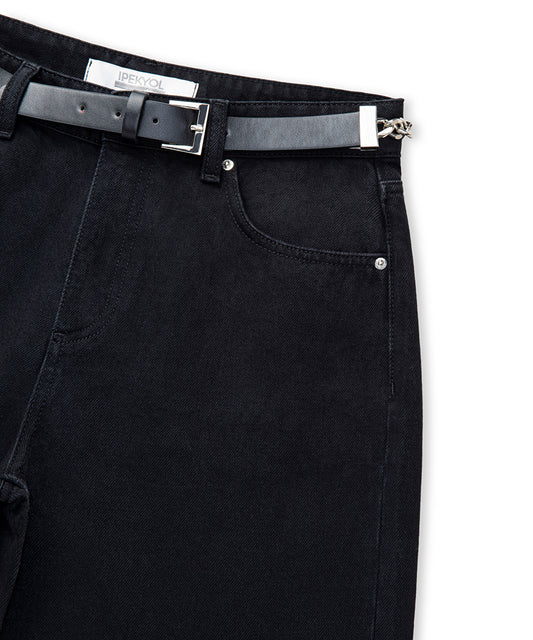 Belted Wide-Leg Jeans