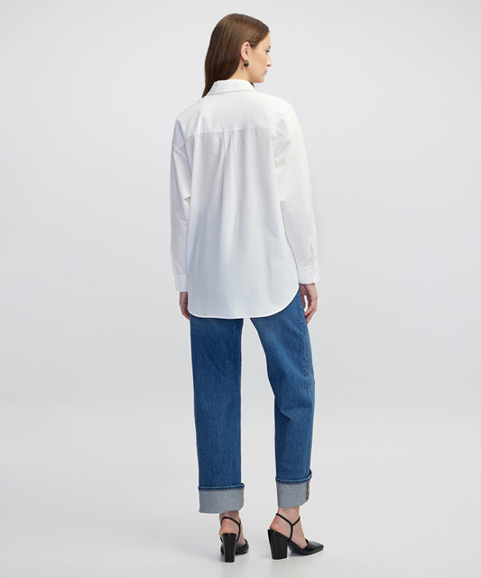 Poplin Shirt with Mixed Buttons