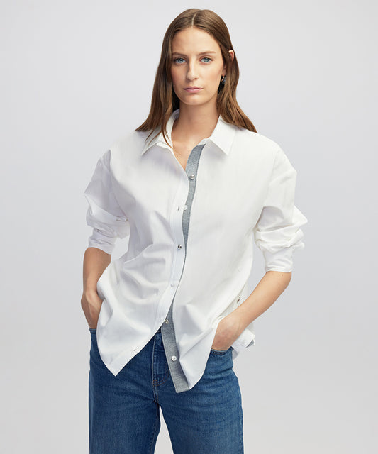 Poplin Shirt with Mixed Buttons
