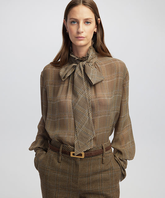 Plaid Shirt with Scarf