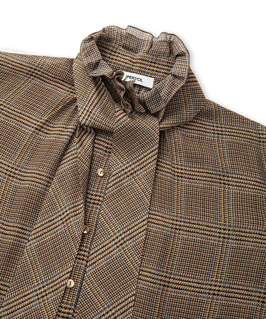 Plaid Shirt with Scarf