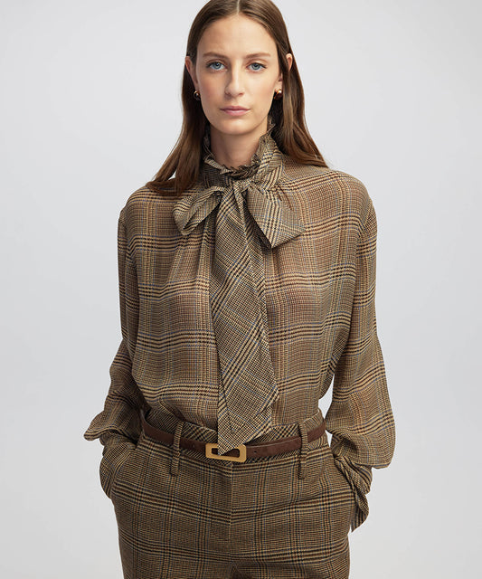 Plaid Shirt with Scarf