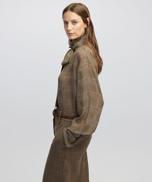 Plaid Shirt with Scarf