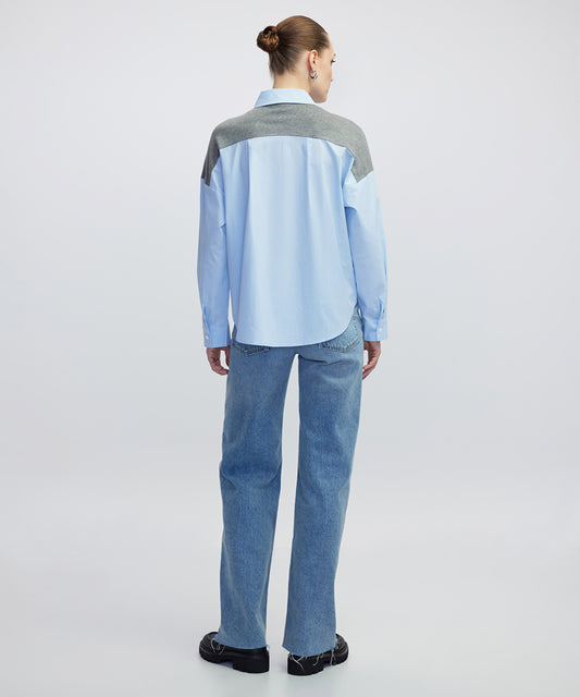 Embellished Mixed Media Shirt