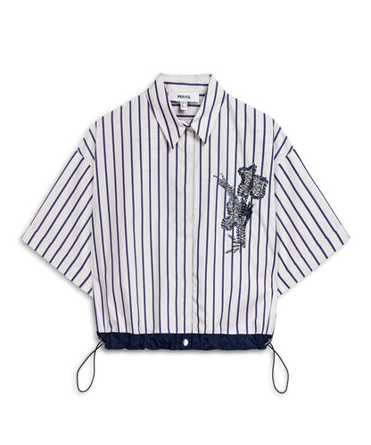 Embroidered Stripe Poplin Shirt