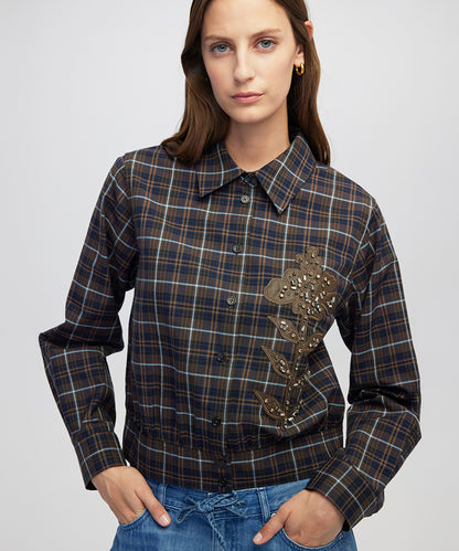 Embellished Floral Applique Shirt