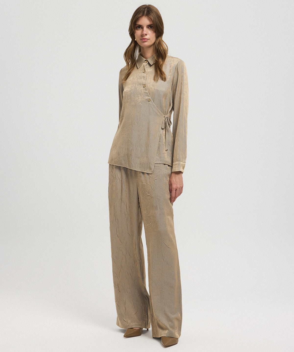 Asymmetric Tie Waist Shirt 