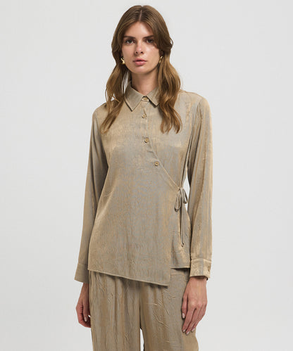 Asymmetric Tie Waist Shirt 
