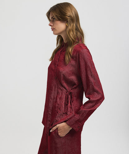Asymmetric Tie Waist Shirt 