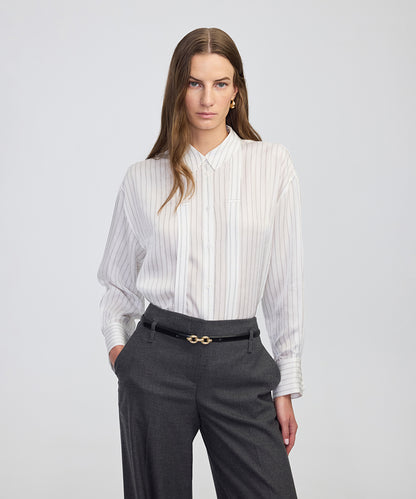 Striped Shirt with Tie-Scarf