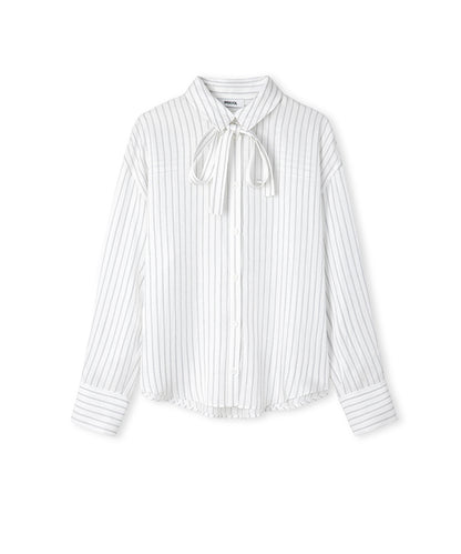 Striped Shirt with Tie-Scarf
