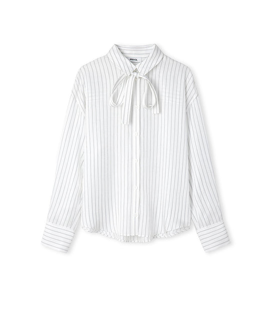 Striped Shirt with Tie-Scarf