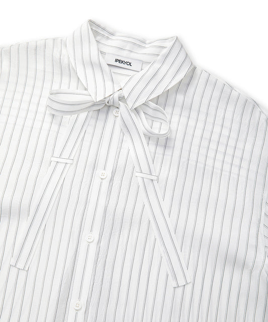 Striped Shirt with Tie-Scarf