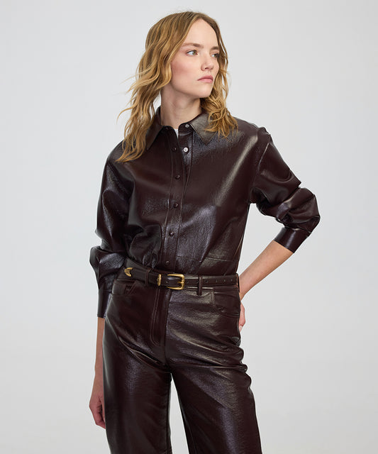 Faux Patent Leather Shirt