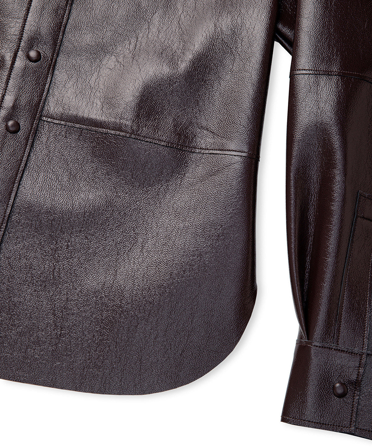 Zoomed Faux Patent Leather Shirt