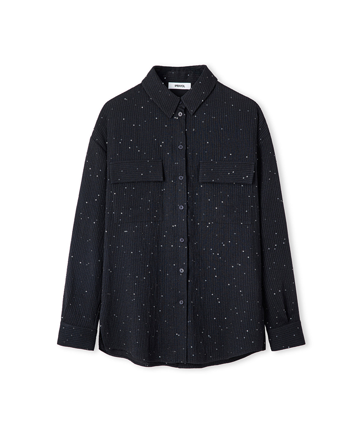 Sequin Embellished Striped Shirt