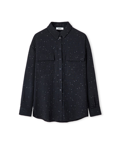 Sequin Embellished Striped Shirt