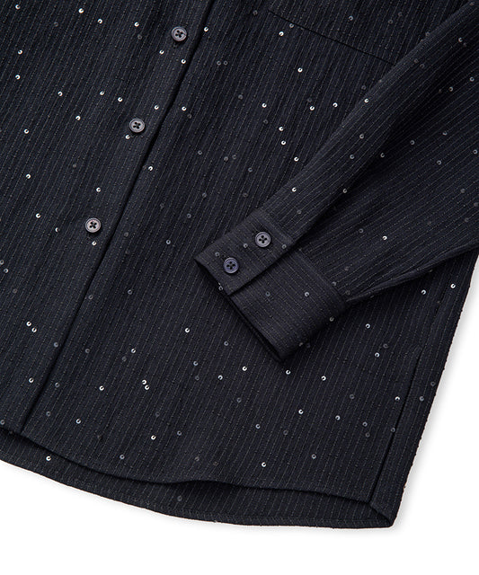 Sequin Embellished Striped Shirt