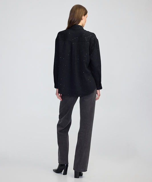 Sequin Embellished Striped Shirt