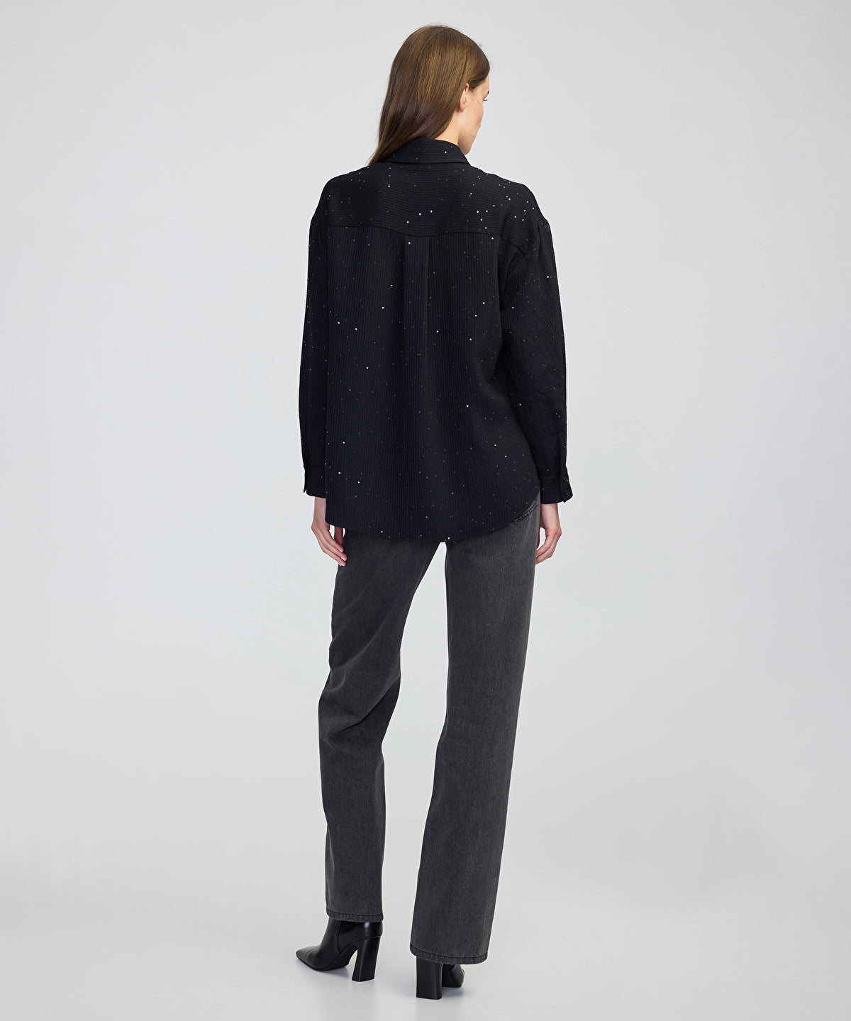 Zoomed Sequin Embellished Striped Shirt