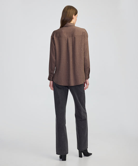 Sequin Embellished Striped Shirt