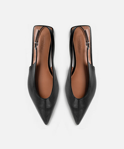 Leather-Effect Flats with Buckles