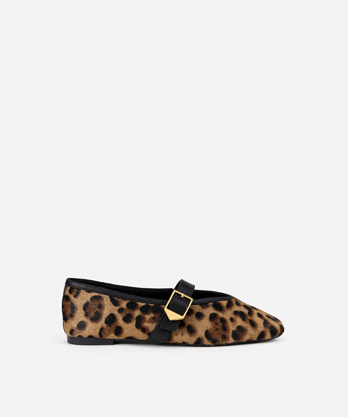 Zoomed Leopard Print Pony Hair Flats