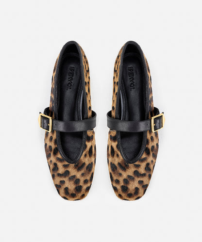 Leopard Print Pony Hair Flats