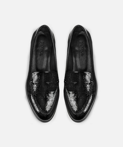 Patent-Effect Textured Loafers