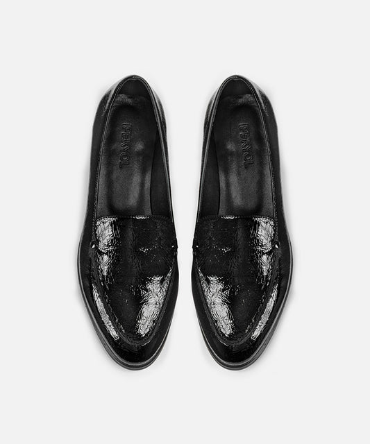 Patent-Effect Textured Loafers