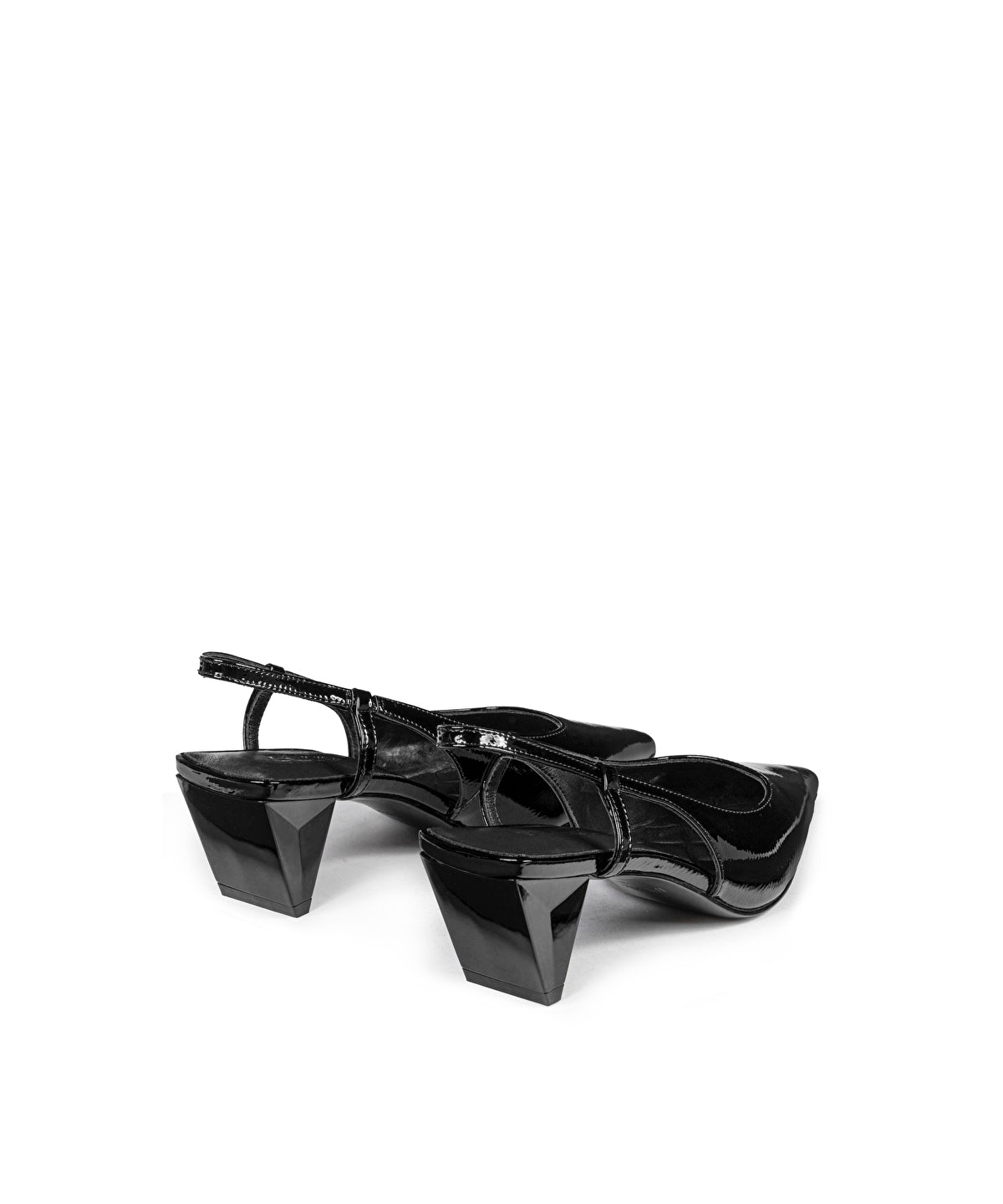Zoomed Leather Shoes with Geometric Heels