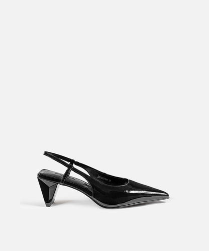 Leather Shoes with Geometric Heels