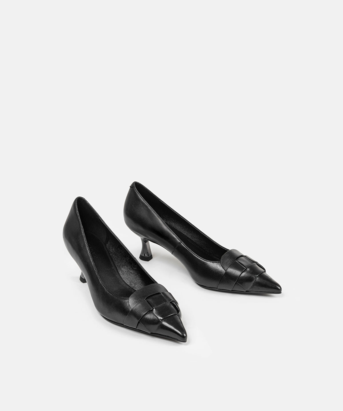 Zoomed Woven Leather Heels