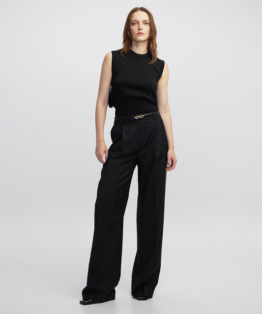 Draped Strip Knit Top