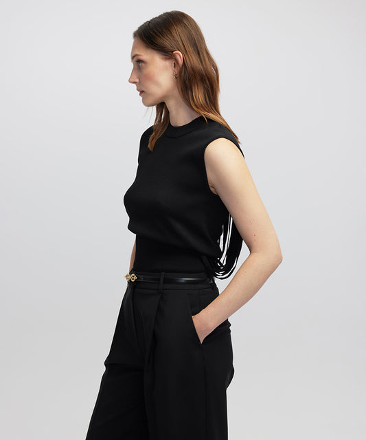 Draped Strip Knit Top