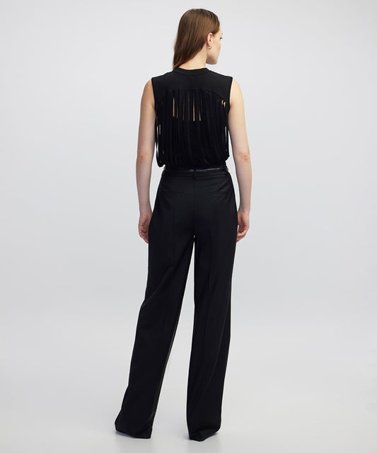 Draped Strip Knit Top