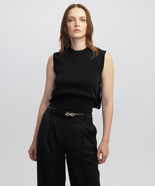 Draped Strip Knit Top