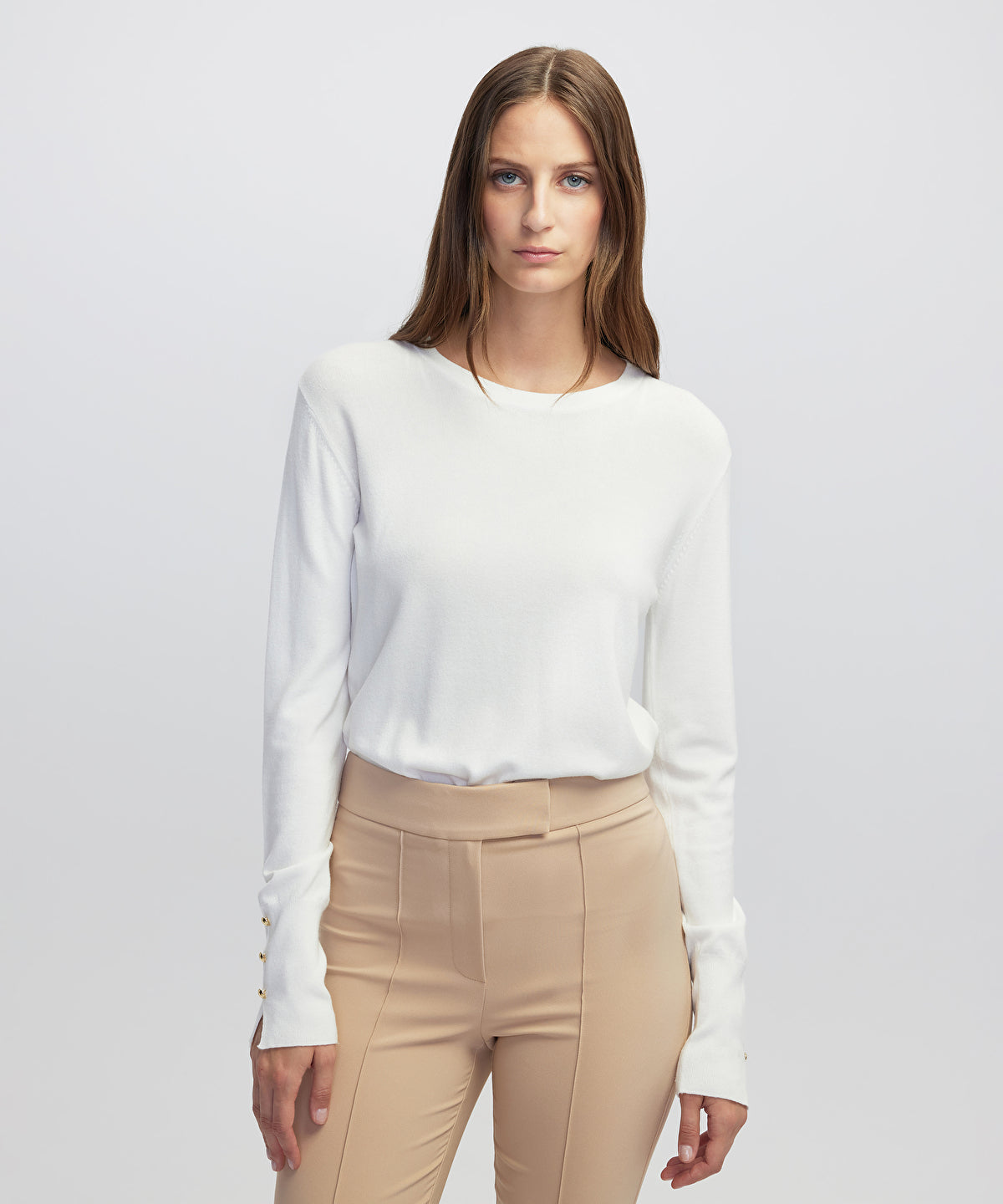 Contrast Button Knit Sweater