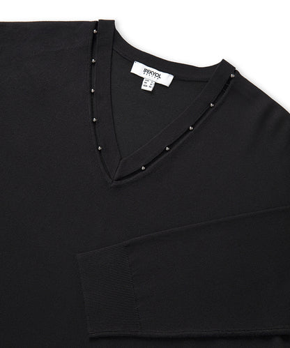 Embellished Cutout Knit Sweater